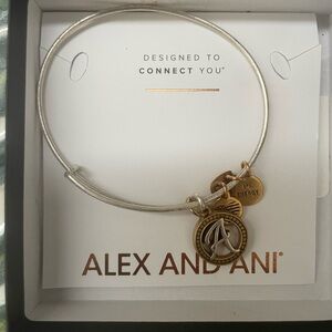 “A” Alex and Ani Silver and Gold Charm Bracelet